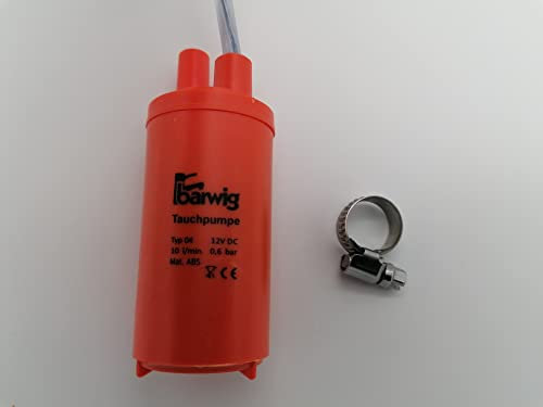 CR-MOESANCO® KIT Bomba Agua BARWIG Sumergible de 12V, + Abrazadera de Acero INOXIDABLE Alto Flujo para Autocaravanas Estanque Acuario Fuentes, Jardines de agua estanque, bomba de Sistemas Hidropónicos