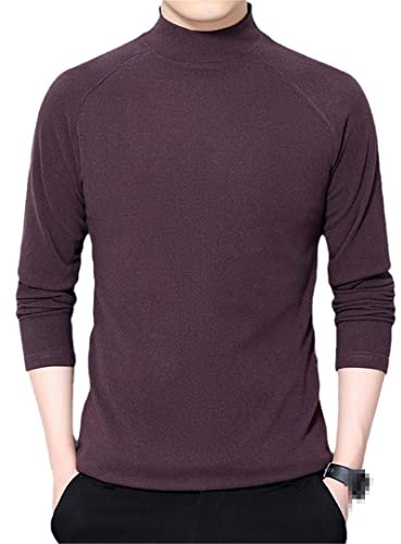 Uomini Pullover Maglione Mezzo Collo Alto Maglieria Pullover Maglione Uomo Casual Slim Fit Camicie, Viola, L