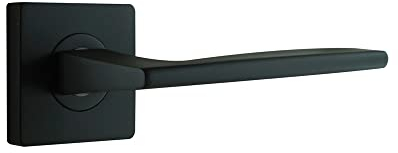 WIR elektronik Rosettengarnitur, schlank, schwarz, Zamak, Drückergarnitur, Türklinken-Set, Buntbart (Buntbart)