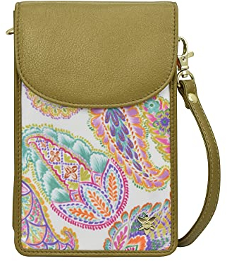 Anuschka Wanderlust Kollektion Handytasche zum Umhängen mit RFID-Börse - Stoff-Umhängetaschen für Damen - Boho Paisley
