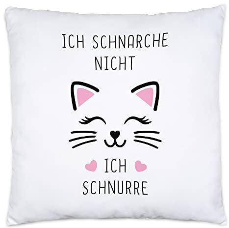 Hey!Print Ich schnarche Nicht ich Schnurre Kissen Inkl Füllung Schnarchen Katze Kätzchen Schlafen Freundin Katzenbesitzerinnen