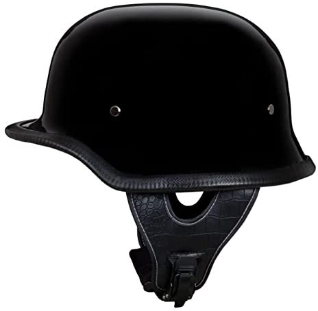 Demi-Casque Moto À L'allemande Vintage,Casques Ouverts Rétro Homologués ECE Hommes Et Femmes Street Cruiser Jet Style Casque avec Boucle À Dégagement Rapide Réglable 3,L:59-60CM