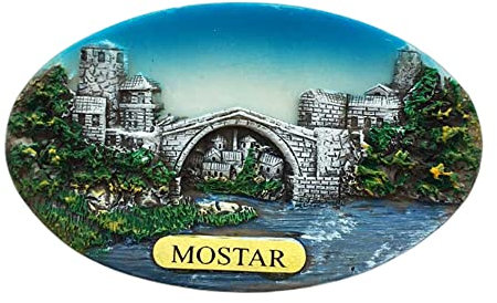 Alte Brücke Mostar Bosnien und Herzegowina Kühlschrankmagnet Reise Souvenir 3D Kühlschrank Dekoration Magnetaufkleber Handbemalt