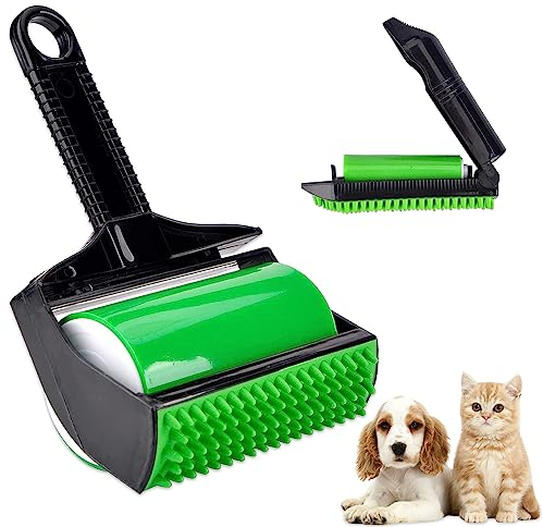 Udbrud Stick It Roller, 2 Stück Fusselrolle Tierhaare Silikon Stick It Fusselroller Wiederverwendbar Abwaschbare Klebrig Fusselrolle für Tierhaare, Kleidung, Autositze, Teppich, Grün