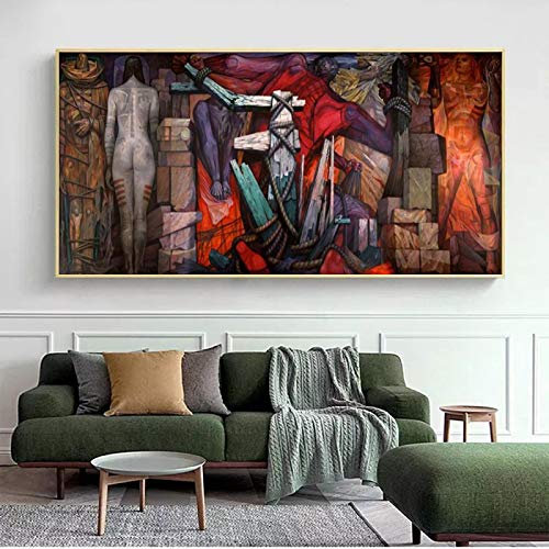 LSYALUCK Berühmte Gemälde Wandkunst Poster und Drucke Jorge Gonzalez Camarena Wandbild Liberacion Bilder für Wohnzimmerdekoration 80 x 165 cm (32 x 65 Zoll) Innenrahmen