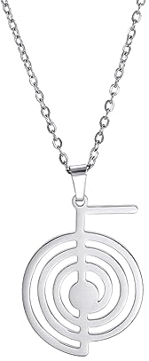 Dreamtimes Cho Ku Rei Reiki Halskette Schutz Heilung Symbol Yoga Halskette für Frauen Sacred Geometry Edelstahl Tropfen Heilung Energie Yoga Power Anhänger Halskette (Silber)