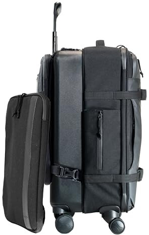 TASKIN The Denali 4 Wheel Hybrid Carry-On, Denali Carry-On + Laptop Sleeve | Black, Hybrid Carry-on Luggage with Spinner Wheels and Detachable Backpack