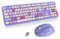 SOLIDEE Wireless Keyboard and Mouse Combo,Retro Typewriter Keyboard,2.4GHz Colorful Round Keycap Computer Keyboard with Number Pad,104 Keys Full Size Ergonomic Keyboard(US Layout QWERTY)(Mixed Purple)