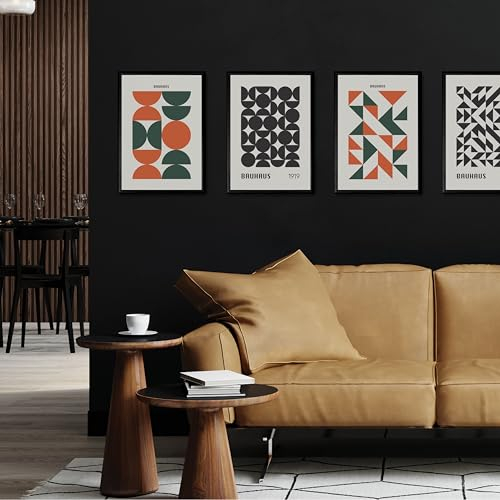 Studio Moien Bauhaus Orange Vintage Set - 4 Set of A3 Posters Wandbilder for Zuhause, Küche, Büro, Schlafzimmer, Wohnzimmer