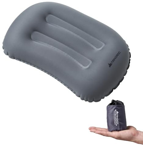 Trinordic Cuscino Gonfiabile Ultraleggero per Campeggio – Rivestimento Extra Morbido e Valvola Regolabile – Cuscino da Viaggio Confortevole e Compatto –Cuscino Campeggio per Escursionismo, Backpacking