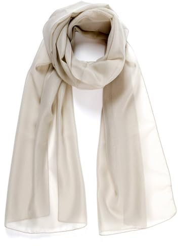 HAT YOU Damen Chiffon Halstuch, Sommertuch, Chiffon Schal, Tuch für Frühling und Sommer, Ganzjährig - Made in Italy, Farbe:Sand 80x200