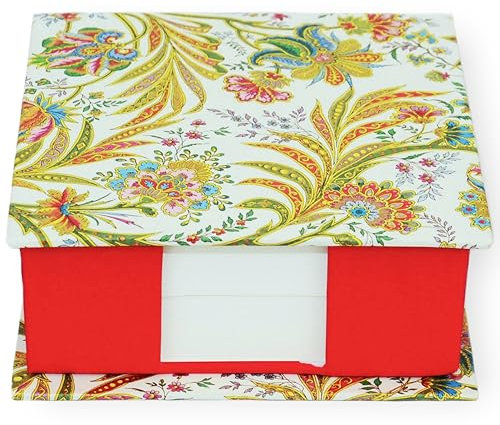 libralides - Zettelbox handgefertigt „Cipro“ mit Muster Bunt klappbar - Zettelkasten bezogen mit Deko-Papier - Kästchen/Box für Notizzettel & Zettelklotz (Notizzettelbox 11x11x5cm mit 200 Blatt)
