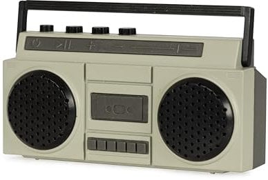 Funtime Gifts World's Smallest NOVELTY BOOM BOX BLUETOOTH SPEAKER – Retro Mini Wireless Speaker with Rechargeable Battery, USB Cable, Deep Bass Sound, Perfect for Travel, Kids, and Party Box Fun
