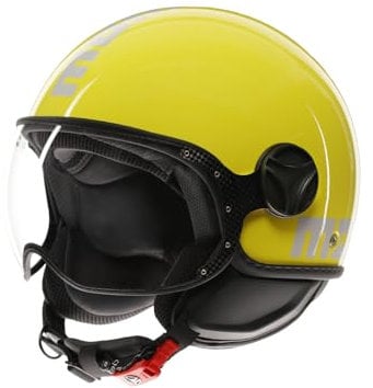 MOMODESIGN - FGTR CLASSIC E2206, Jet-Helm, offener Helm für Motorräder und Motorroller, für Männer und Frauen, Candy Yellow/White, S