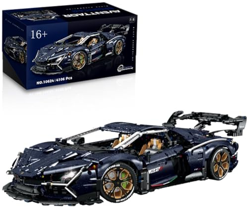 Technik Auto für Lambo Aventador SVJ, 1:8 Groß Modellauto Bausatz, 3851 Teile Klemmbausteine Auto MOC Set, Kompatibel mit Lambor Technik
