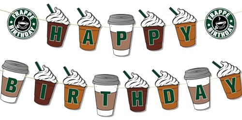 Ushinemi Kaffee Geburtstag Dekorationen Frappe Happy Birthday Banner