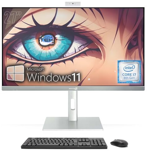 Simpletek - All in One PC 27 4K Core i7 8° Gen | GTX 1660 6GB GDDR6 Windows 11 Pro 16GB RAM 480GB SSD | Computer Fisso da Gaming, Grafica, Montaggio video