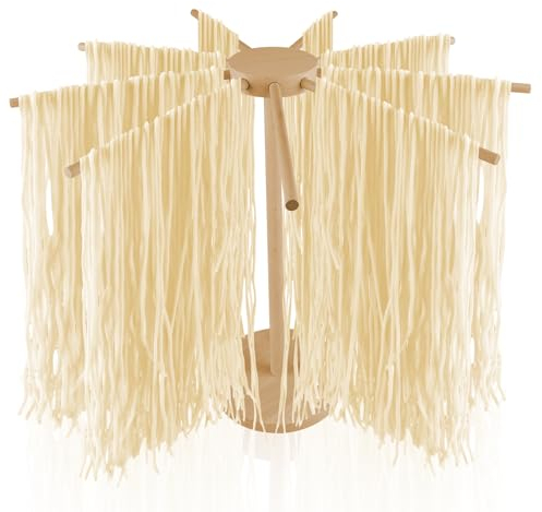 WANDGU Essiccatore per pasta in legno, con 9 bracci rimovibili, per asciugare fino a 4,5 kg con base, per pasta e asciugacapelli