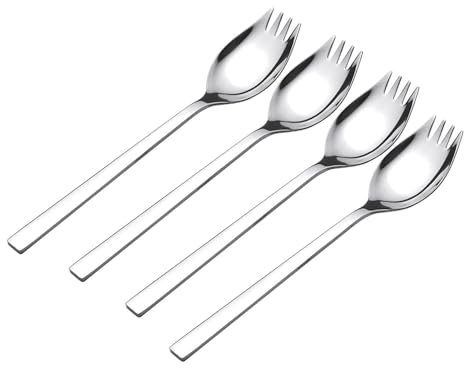 Set of 4 Sporks, Long Fork, 2 in 1 Fork and Spoon for Fruit Dessert Pasta Tableware Suitable Multifunctional Spoon and Fork for Restaurant Picnic