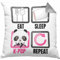 Trendation Eat Sleep K-Pop Kissen mit Füllung 40x40 Geschenk Koreanische Musik Kpop Geschenkidee Spruch (Grau)