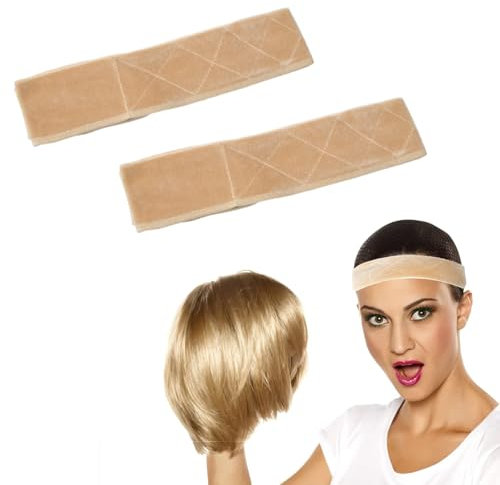 2 Stück Samt Perücke Stirnband, Verstellbares Perückenband, Elastisches Perückengriff Stirnband, Rutschfestes Komfort-Perückenband zum Sichern der Perücke