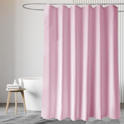 Ciusdkler Tenda Doccia Tessuto 180 * 200, Impermeabile e Lavabile, Vasca da Bagno Extra Lunga Con 12 Ganci in Plastica, Rosa
