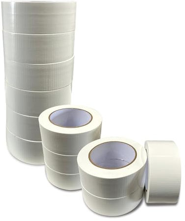JeeJaan® 12 Rolls of White Duct Tape 50mm x 50m Waterproof Gaffer Tape Heavy Duty for Electrical Plumbing and Outdoor Use Strong Adhesive Ideal for Sealing Fixing Wrapping and Repairing