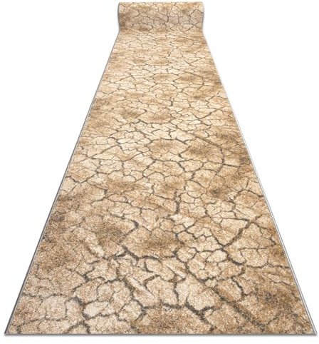 rugsx Läufer KARMEL Terra rissiger Boden, Flurteppich, Küchenteppich, Florteppich, modern, Diverse Größen, grau karamell 70x280 cm