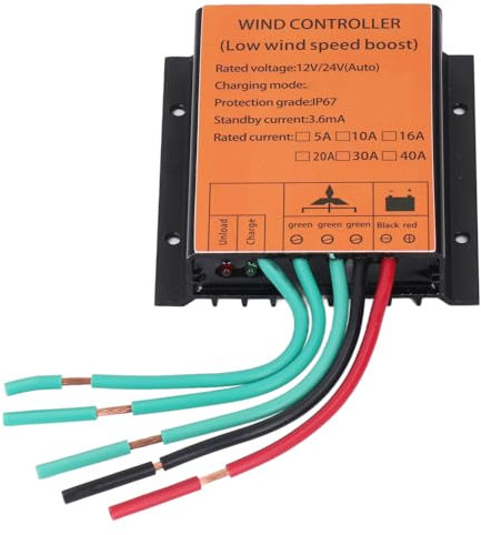 Regolatore per Turbina Eolica MPPT, Regolatore Universale per Generatore Eolico 12V/24V 40A Regolatore di Energia Eolica con Tensione di Boost 300W-1000W con Protezioni Multiple