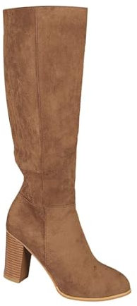 Botines para Mujer con Tacón Alto, Estilo Occidental de Ante, Elegantes con Cremallera, Caña Ancha, Altas Hasta la Rodilla, de Invierno, Tallas 36-43