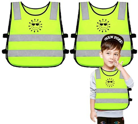 2 Pièces Gilet Jaune Enfant, Gilet Securite Enfant, 3-12 Ans, Visibleité éLevée, Gilet Reflechissant Velo Enfant, Gilet de Signalisation Enfant, Pour Le Sport, Course, Le VéLo, l'éCole et la Voiture