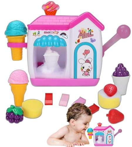 Kixolazr Schaum-Badespielzeug, Eiscreme-Spielzeug-Badeblasenmacher | Buntes Badespielzeug und Schaummacher,Fröhliches Eiscreme-Spielset, vorgetäuschte Kuchen, sicher für Kinder, und Mädchen
