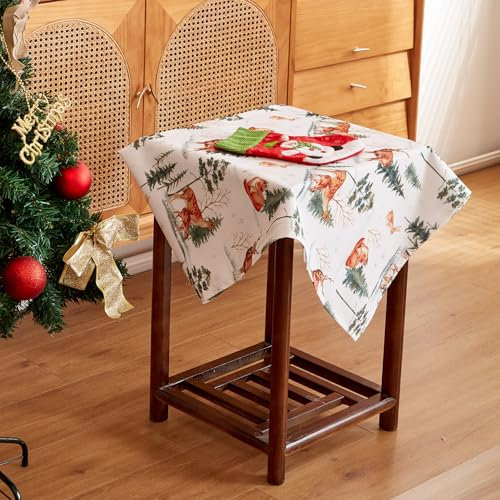 Weihnachtstischdecke, Tischdecke Weihnachten, Weihnachtsdeko Tisch Saisonnal Winter Tischdecke Küche Weihnachtsdecken für Tisch Dekoration Drinnen Party Dekor Abwaschbar (Kiefern, 85 * 85cm)