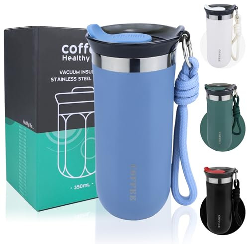 Disoza 500 ml Blu Tazza Termica x Caffè Piccolo Tazza Caffe Bicchiere Portatile Bicchiere Termico con Cannuccia Tazza da Viaggio Bicchiere da Viaggio Caffè Piccolo Tazza Caffe Bicchiere Portatile