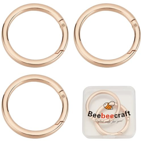 Beebeecraft 1 Caja de 3 Anillos de Resorte de 48mm Cierre de Gatillo con Anillos En O Hebillas de Presión En Tono Dorado para Llaveros Bolsos Ganchos para Correas