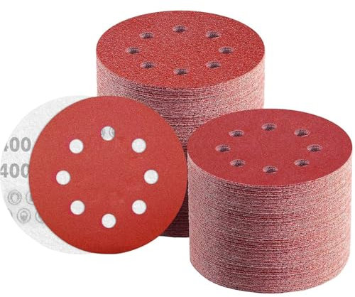 Schleifpapier 125mm Klett 400 Körnung, 8 Loch Schleifscheiben 125mm Rund Klett für Exzenterschleifer by TWSTYFAL (110 Stück)