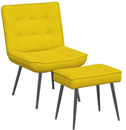 vidaXL Relaxsessel mit Hocker Gelb Samt, Sessel mit Fußhocker, Wohnzimmerstuhl