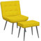 vidaXL Relaxsessel mit Hocker Gelb Samt, Sessel mit Fußhocker, Wohnzimmerstuhl