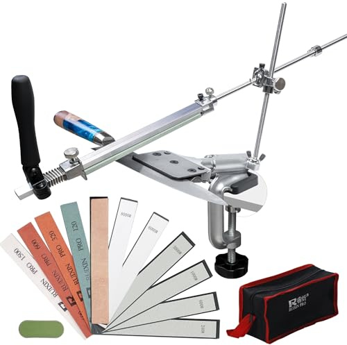 Lehwoik Messerschärfsystem – Festwinkel Messerschärfer RX-008 360° Flip | Messerschärfgerät mit Präzisions-Schieber, Professionelles 10-teiliges Messerschärfer-Set für Küchenmesser & Haushaltsmesser