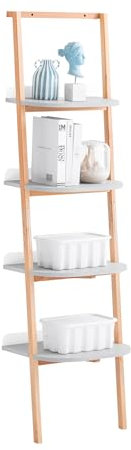 SoBuy Estantería de Escalera de 4 Niveles Librería Multiusos de Almacenamiento con Estructura Robusta para Sala de Estar Oficina Dormitorio Gris 44 x 39 x 169 cm HSTR02-K-HG