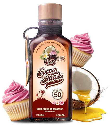 COCOA SHACK SPF 50 - Huile Sèche MAXI FORMAT Haute Protection Solaire - Triple Filtre UVA-UVB - Enrichie en Caféine - Antioxydante - Peaux Sensibles - CONCENTRÉE en Coco Parfum DÉLICIEUX