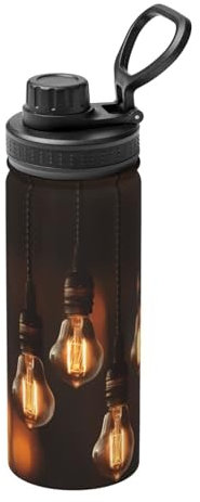 Poezjzw A Row of Bulbs. Isolierter Wasserkocher aus Edelstahl, Reisebecher, Griff, Outdoor, tragbar, lässig, Isolierbecher, 530 ml