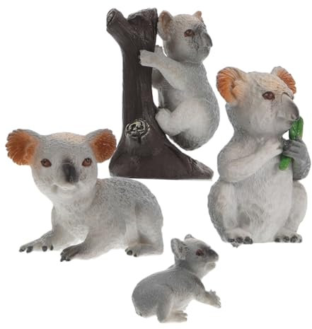 Sosoport 4 Pièces Modèle Animal De Simulation Décorations De Gâteaux à L'ours Koala Décorations De Gâteaux Animaux Koala Toppers De Gâteaux De La Famille Koala Figurines De Koalas Pvc Grey