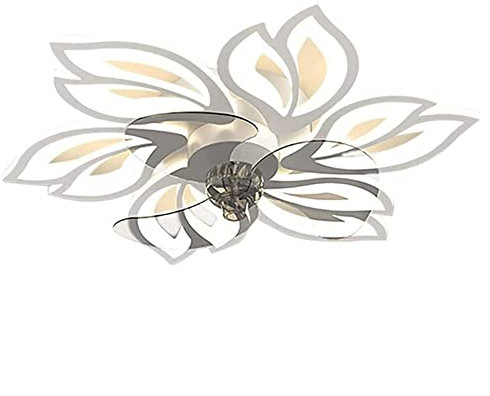QAZXDRFG Ventilador de Techo LED con Forma de Flor, 3 Colores, 3 velocidades, Temporizador, luz Creativa para Sala de Estar, Dormitorio, Inteligente (Color: Blanco)
