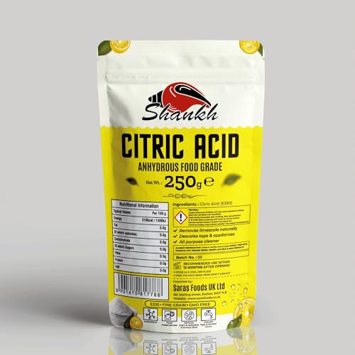 Shankh Citric Acid - 250g | 100% Pure Food Grade | Natural Preservative & Cleaning Agent | Ideal for Cooking, Pickling, Descaling & DIY Use