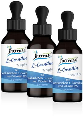 Nimm 3, zahl 2 Aktion Liposomale L-Carnitin Tropfen hochdosiert - (360.000mg in 3 Flaschen) 4000mg L-Carnitin pro Tagesdosis mit Vitamin B5 (Pantothensäure) - MCT Öl - Hohe Bioverfügbarkeit