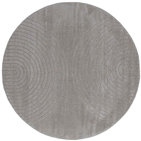 vidaXL Bereichsteppiche Rund Grau Ø 120 cm, Stylischer Teppich für lebendige Wohnräume, moderner Look, dekoratives Bodenstück, plüschig und gemütlich