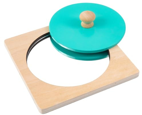 Montessori-Spiegel, 5, 9 x 5, 9 Zoll, interaktives Babyspiegelspielzeug, Holzknauf-Puzzles, Farben und Formen, Montessori-Puzzles für Kinder ab 3 Jahren Lernen &1