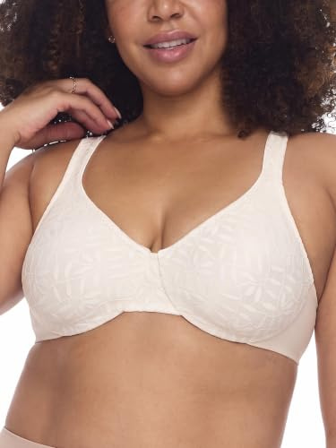 Olga Women's Sheer Leaves Lace Full-Figure Full-Coverage Minimizer Bra Og35519, Butterscotch, 38C