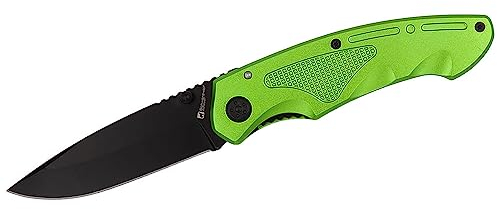 Schwarzwolf outdoor Couteau de Poche à Une Main, Clip Ceinture, Couteau Pliant, Couteau extérieur, Couteau Pliant, coloré, de qualité supérieure avec Clip Matrix (Vert)